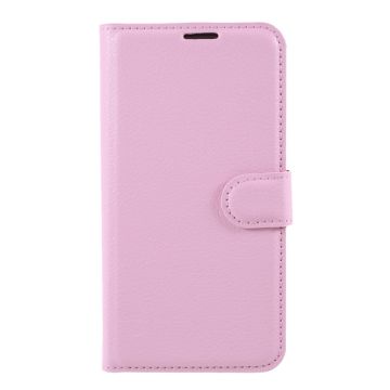 iPhone 12 / 12 Pro Fodral Litchi Läder Ljus Rosa
