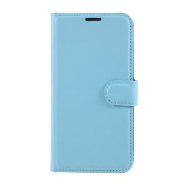 iPhone 12 / 12 Pro Fodral Litchi Läder Ljus Blå