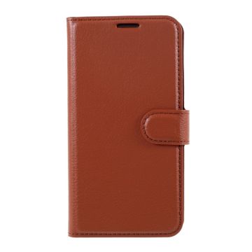 iPhone 12 / 12 Pro Fodral Litchi Läder Brun