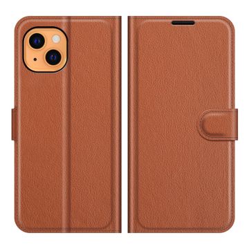 iPhone 13 Mini - Litchi Skin Läder Fodral - Brun