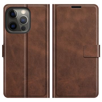 iPhone 13 Pro Fodral Solid Läder Mörk Brun