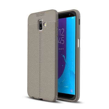 Samsung Galaxy J6 Plus - Litchi läderskal - Grå