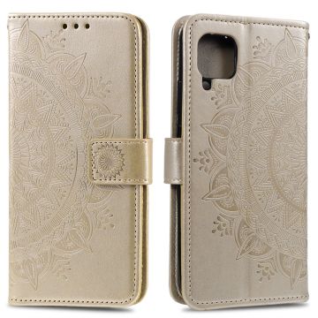Samsung Galaxy A12 - Mandala Läder Fodral - Guld
