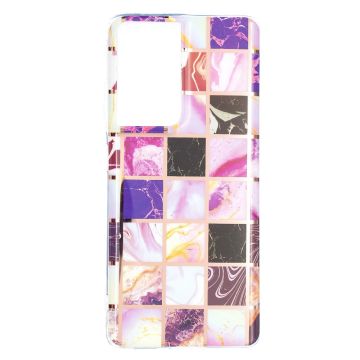 Samsung Galaxy S21 Ultra - Marmor Fyrkanter TPU Skal