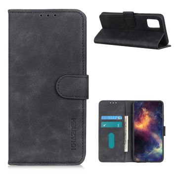 Samsung Galaxy A72 - KHAZNEH Retro Läder Fodral - Svart