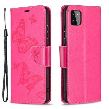 Samsung Galaxy A22 5G - Butterfly Läder Fodral - Rosa