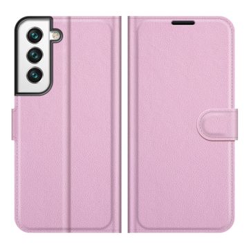 Samsung Galaxy S22 Plus Fodral Litchi Textur Ljus Rosa