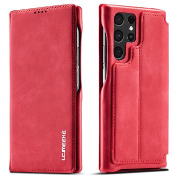 LC.IMEEKE Samsung Galaxy S22 Ultra Fodral Retro Läder Röd