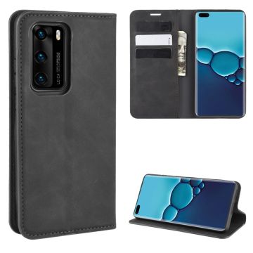 Huawei P40 - Silkeslent Plånboksfodral - Svart