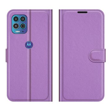 Motorola Moto G100 - Litchi Läder Fodral - Lila