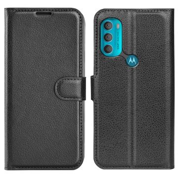 Motorola Moto G71 Fodral Litchi Textur Svart
