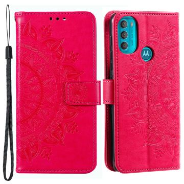 Motorola Moto G71 Fodral Mandala Läder Rosa