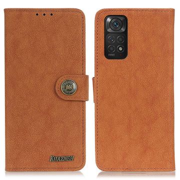 KHAZNEH Xiaomi Redmi Note 11 4G Fodral Split Läder Brun