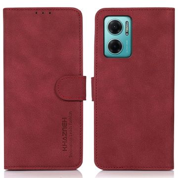 KHAZNEH Xiaomi Redmi 10 5G Fodral Retro Läder Röd