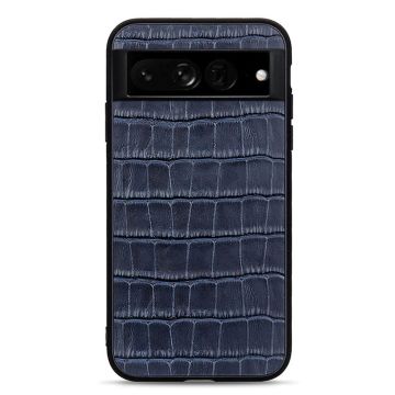Google Pixel 7 Pro Skal Äkta Läder Krokodil Textur Blå