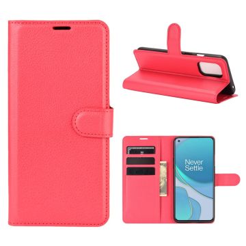 OnePlus 8T / 8T+  - Litchi Läder Fodral - Röd