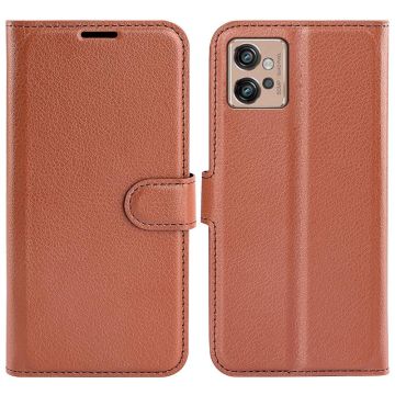 Motorola Moto G32 Fodral Litchi Läder Brun