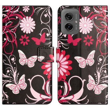 Motorola Moto G55 5G Fodral Med Tryck Fjärilar
