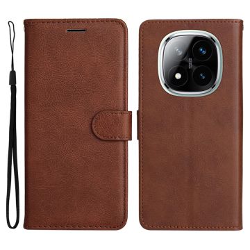 Xiaomi Redmi Note 14 Pro/Pro Plus 5G Fodral Solid Läder Brun
