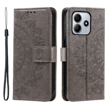Xiaomi Redmi Note 14 5G Fodral Mandala Läder Grå