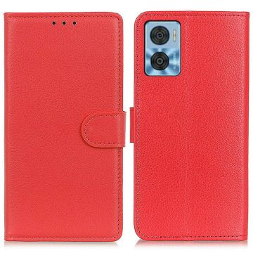 Motorola Moto E22i Fodral Litchi Läder Röd