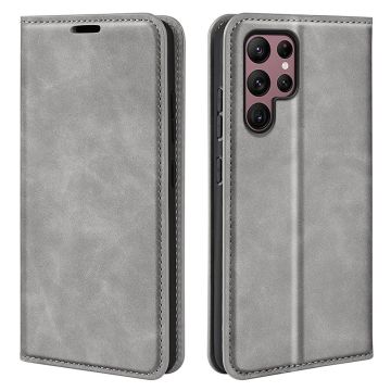 Samsung Galaxy S23 Ultra Fodral Flip Skin Touch Grå