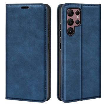 Samsung Galaxy S23 Ultra Fodral Flip Skin Touch Blå