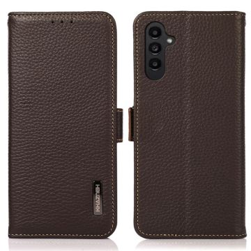 KHAZNEH Galaxy S25 Plus / S24 Plus Fodral RFID Äkta Läder Brun