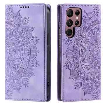 Samsung Galaxy S24 Ultra Fodral Flip Mandala Läder Lila