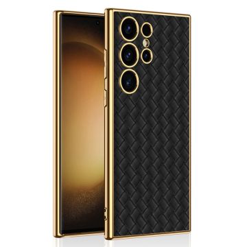 GKK Galaxy S24 Ultra Skal Vävd Hybrid Läder Svart
