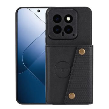 Xiaomi 14 Skal Läder Med Kortfack Och Magnet Svart