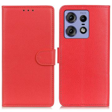 Motorola Edge 50 Pro 5G Fodral Litchi Läder Röd