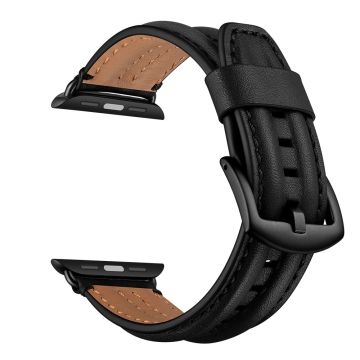 Äkta Läder Armband Apple Watch 42/44/45/49 mm Svart