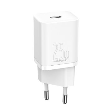 Baseus Super Si 25W PD QC Väggladdare USB-C Vit
