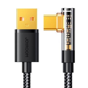 Joyroom 1.2m 3A USB-C Elbow Laddningskabel Svart