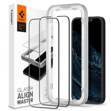 Spigen iPhone 16e/14/13/13 Pro 2-PACK ALM Heltäckande Skärmskydd Härdat Glas