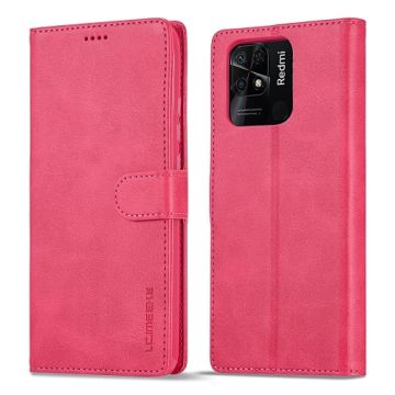 LC.IMEEKE Xiaomi Redmi 10C Fodral Läder Röd/Rosa