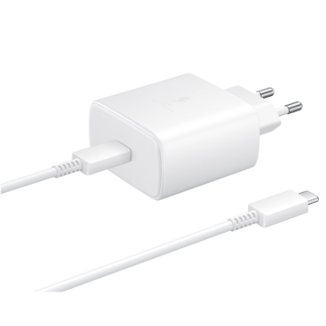 Samsung Original 45W 5A USB-C Laddare EP-TA845 Inkl. 1.8m USB-C Kabel Vit