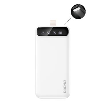 Dudao 30000 mAh Power Bank 3x USB med LED-display - Vit