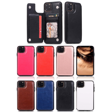 iPhone 11 Pro Max - Läderskal med kortfack - Rosa